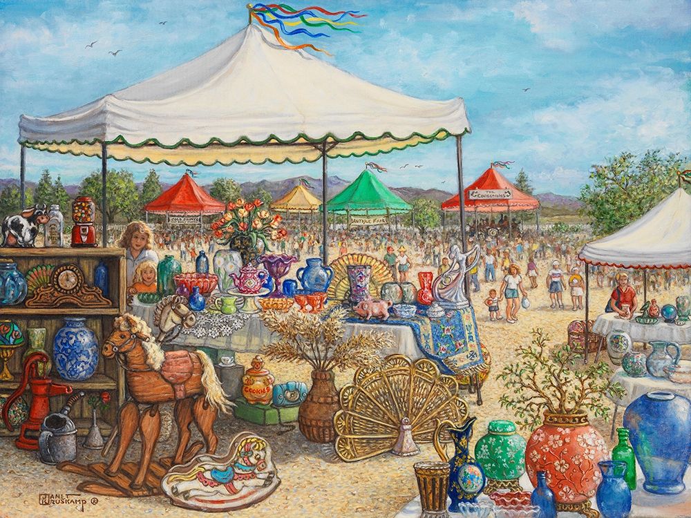 Antique Fair art print by Janet Kruskamp for $57.95 CAD