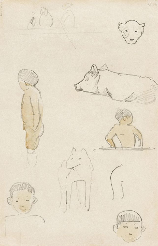 Sketches of Standing Figures and Animals art print by Paul Gauguin for $57.95 CAD