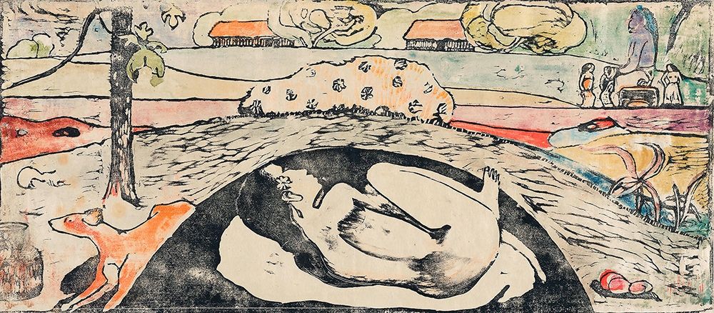 She Thinks of the Ghost or The Ghost Thinks of Her (Manao tupapau) art print by Paul Gauguin for $57.95 CAD