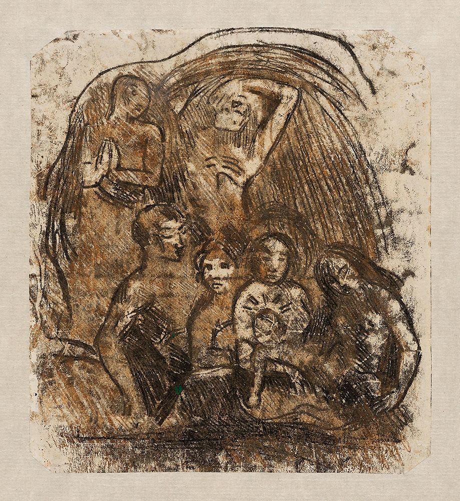 Nativity (Mother and Child Surrounded by Five Figures) art print by Paul Gauguin for $57.95 CAD