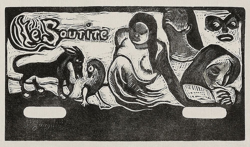 Three People, a Mask, a Fox and a Bird, headpiece for Le sourire art print by Paul Gauguin for $57.95 CAD