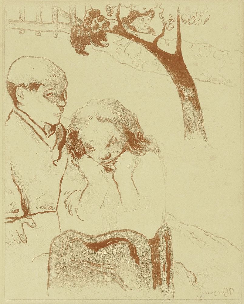 Sad Woman is Sitting with a Man art print by Paul Gauguin for $57.95 CAD