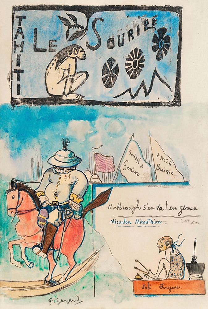 Caricatures of Gauguin and Governor Gallet, with headpiece from Le sourire art print by Paul Gauguin for $57.95 CAD