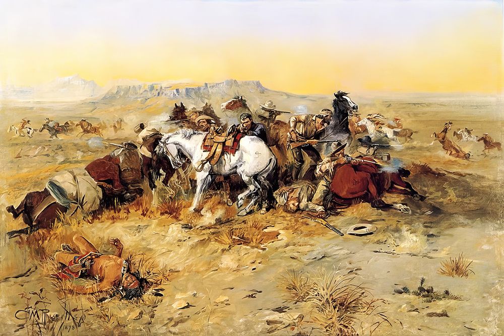 A Desperate Stand art print by Charles Marion Russell for $57.95 CAD