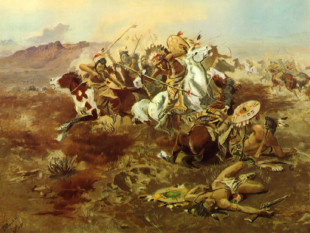 Indian Fight art print by Charles Marion Russell for $57.95 CAD