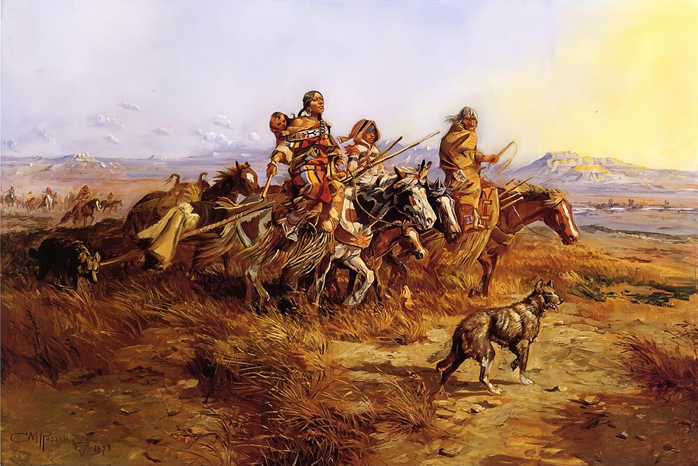 Indian Women Moving art print by Charles Marion Russell for $57.95 CAD