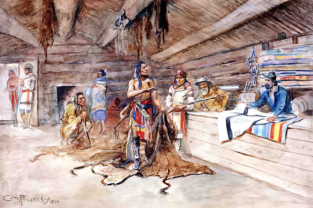 Joe Kipps Trading Post art print by Charles Marion Russell for $57.95 CAD