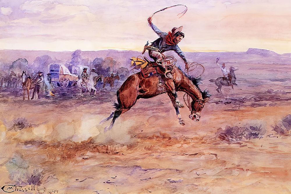 Bucking Bronco art print by Charles Marion Russell for $57.95 CAD