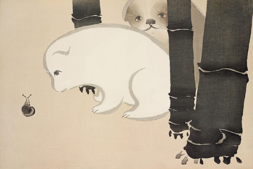 Dog and snail from Momoyogusa art print by Kamisaka Sekka for $57.95 CAD