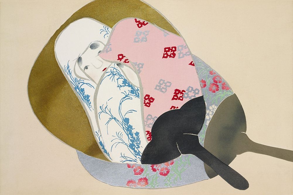 Girl in fan from Momoyogusa art print by Kamisaka Sekka for $57.95 CAD