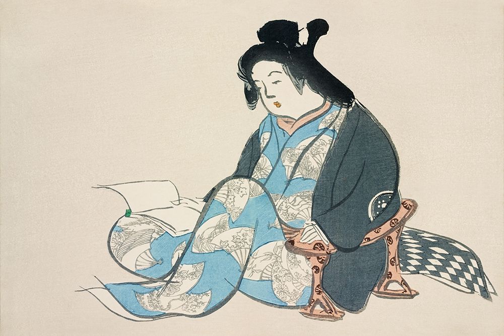 Reading lady from Momoyogusa art print by Kamisaka Sekka for $57.95 CAD