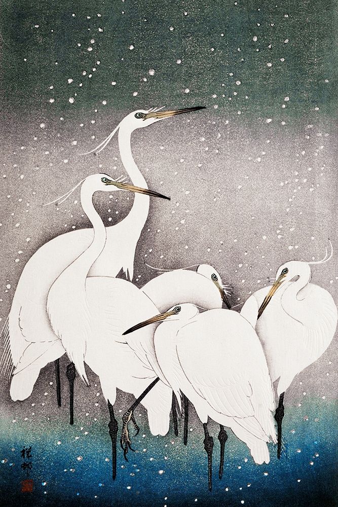 Group of Egrets art print by Ohara Koson for $57.95 CAD