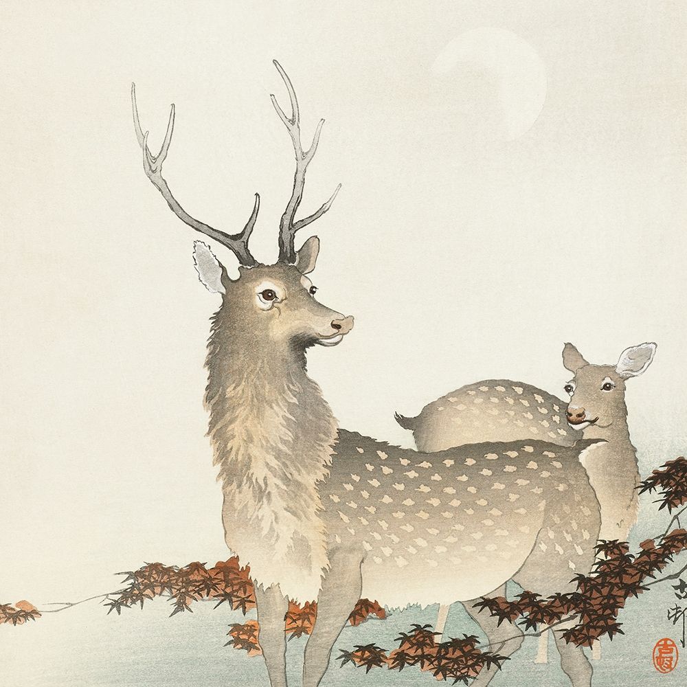 Couple of deers art print by Ohara Koson for $57.95 CAD