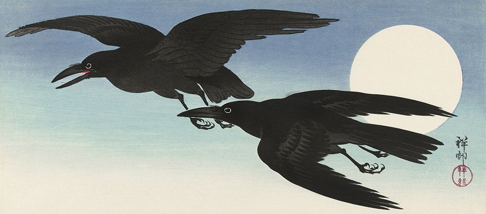 Crows at full moon art print by Ohara Koson for $57.95 CAD