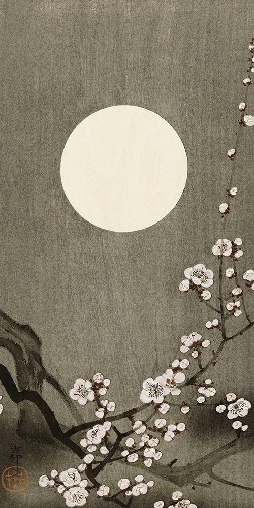 Blooming plum blossom at full moon art print by Ohara Koson for $57.95 CAD