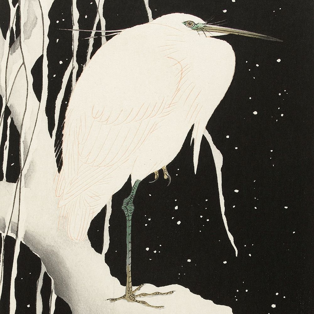 Heron in snow art print by Ohara Koson for $57.95 CAD