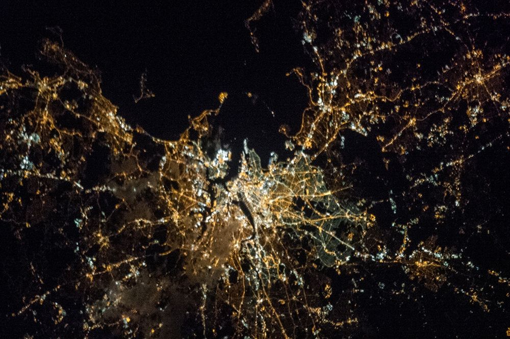 Boston at Night art print by NASA for $57.95 CAD