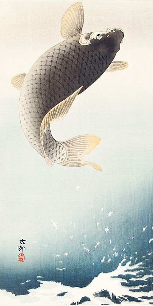 A jumping carp art print by Ohara Koson for $57.95 CAD