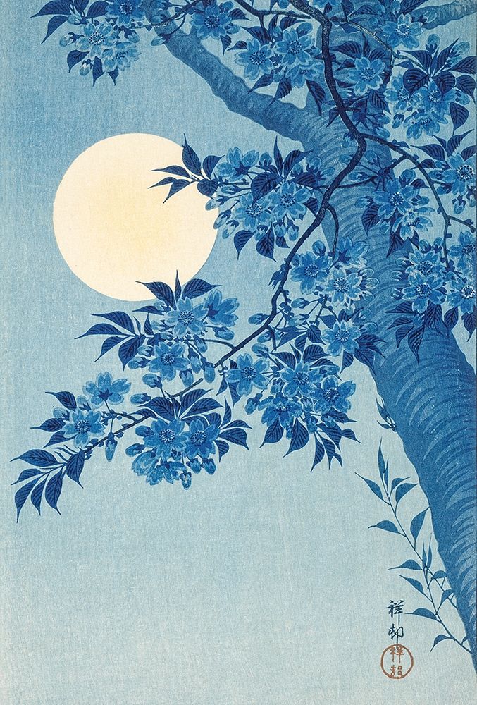 Blossoming Cherry on a Moonlit Night art print by Ohara Koson for $57.95 CAD