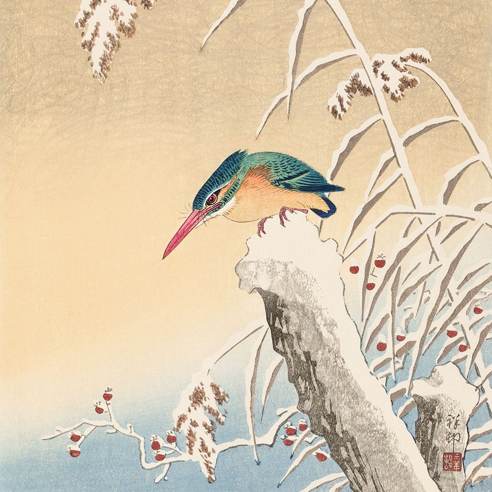 Kingfisher in the snow art print by Ohara Koson for $57.95 CAD
