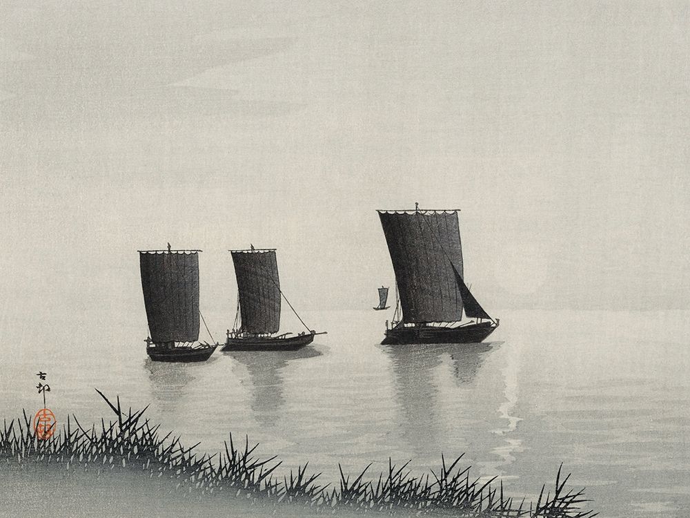 Fishing boats art print by Ohara Koson for $57.95 CAD