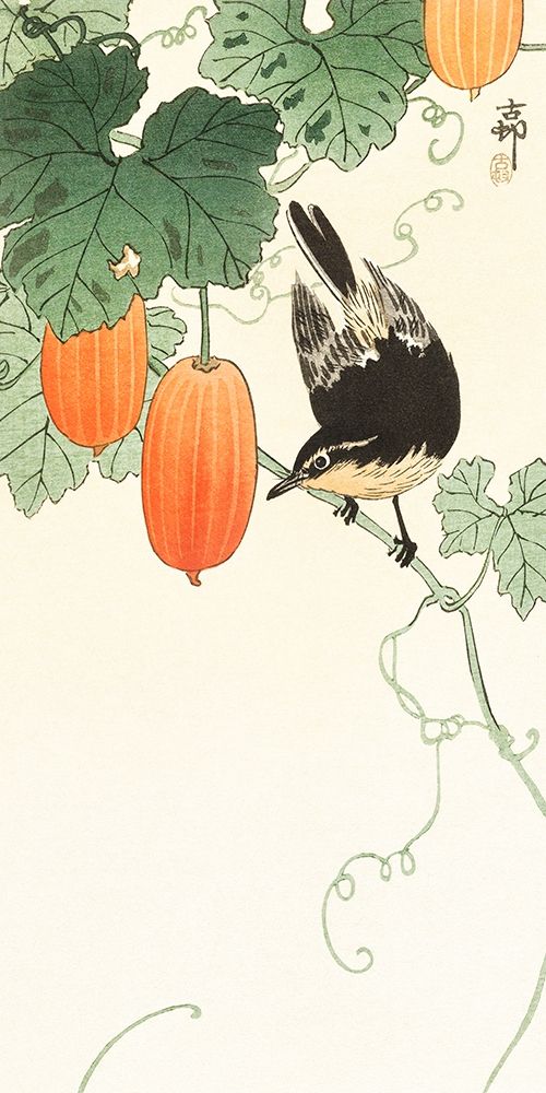 Bird and khaki art print by Ohara Koson for $57.95 CAD