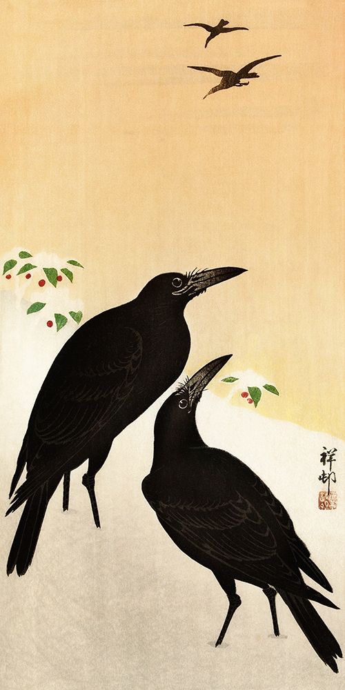 Crows in snow art print by Ohara Koson for $57.95 CAD