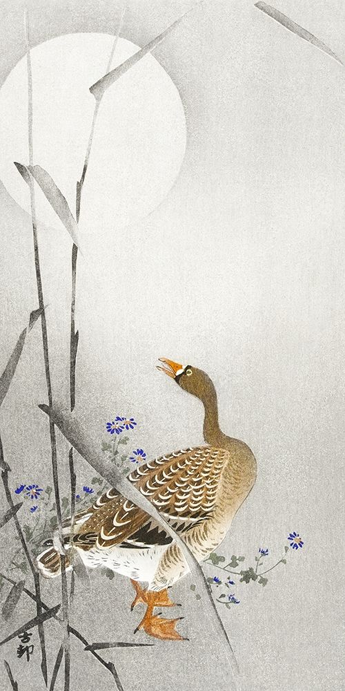 Goose at full moon art print by Ohara Koson for $57.95 CAD