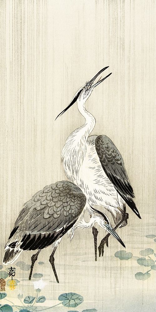 Two herons in the rain art print by Ohara Koson for $57.95 CAD