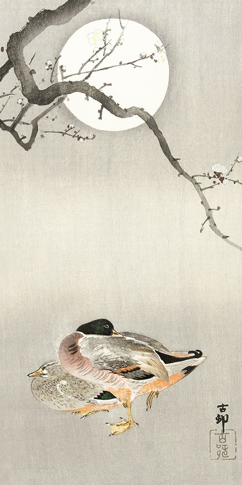 Ducks at full moon art print by Ohara Koson for $57.95 CAD