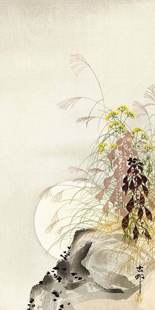Grass and full moon art print by Ohara Koson for $57.95 CAD