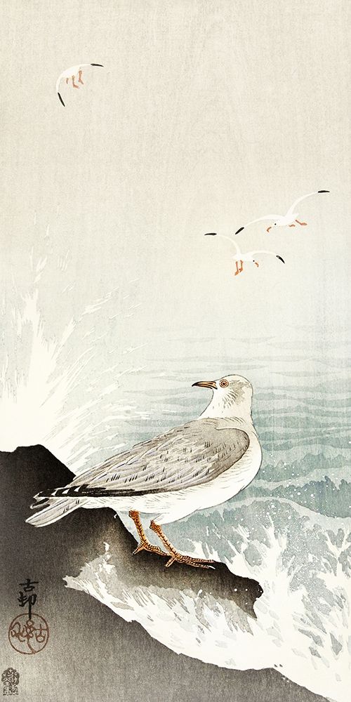 Gull on rock art print by Ohara Koson for $57.95 CAD