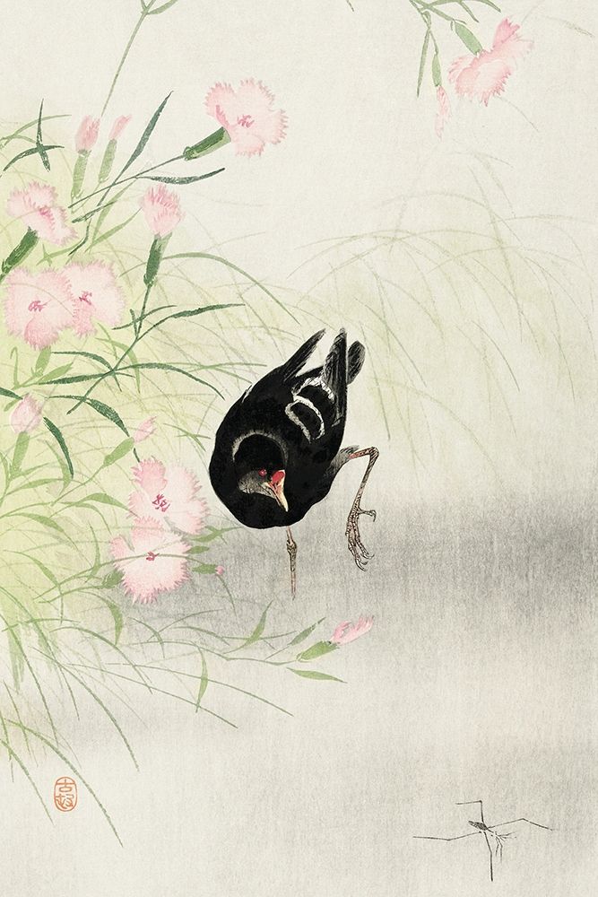 Moorhen at flowering plant art print by Ohara Koson for $57.95 CAD
