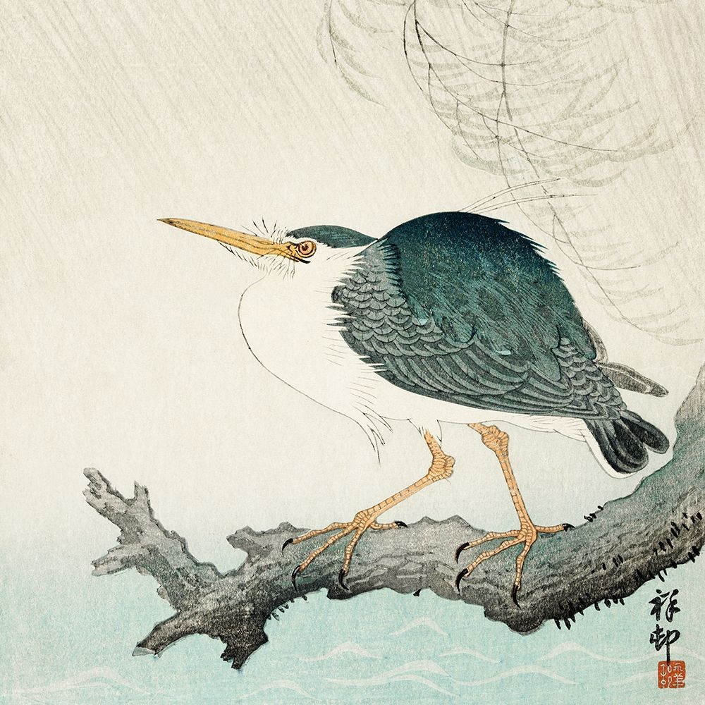 Quack on tree stump art print by Ohara Koson for $57.95 CAD