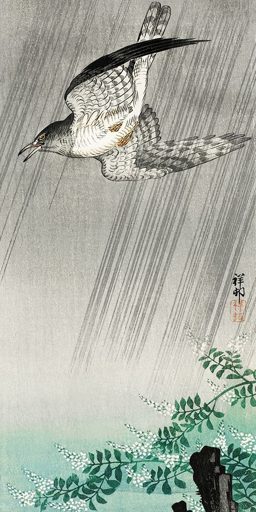 Cuckoo in storm art print by Ohara Koson for $57.95 CAD