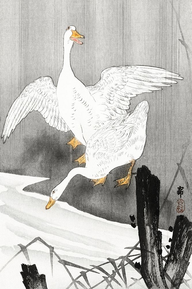 Two geese on a river art print by Ohara Koson for $57.95 CAD
