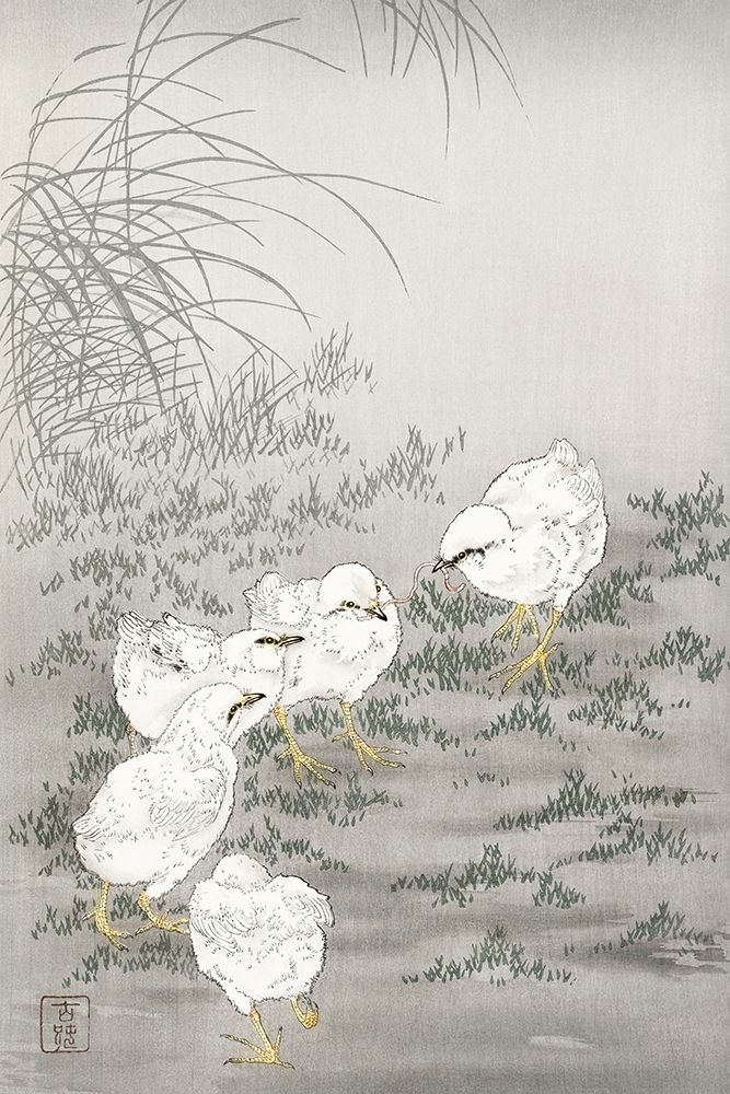 Five chicks art print by Ohara Koson for $57.95 CAD