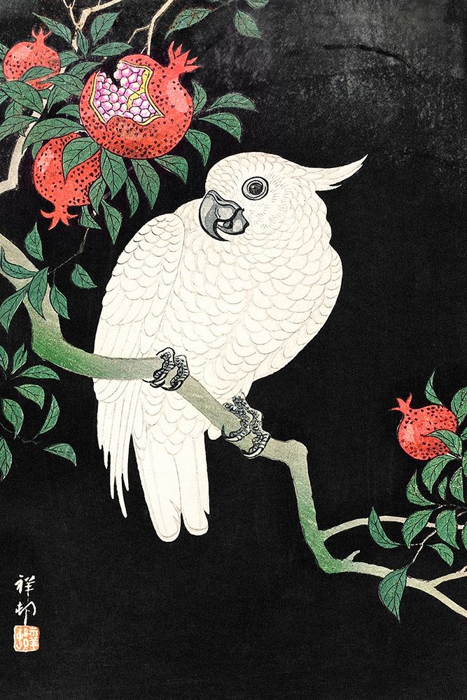 Cockatoo and Pomegranate art print by Ohara Koson for $57.95 CAD