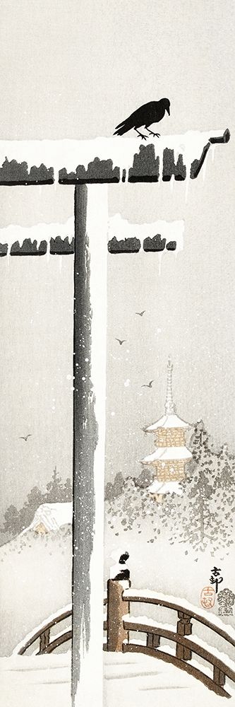 Torii in the snow art print by Ohara Koson for $57.95 CAD