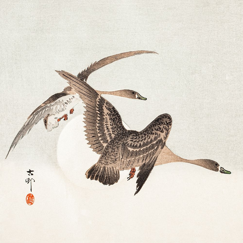 Geese and Full Moon art print by Ohara Koson for $57.95 CAD