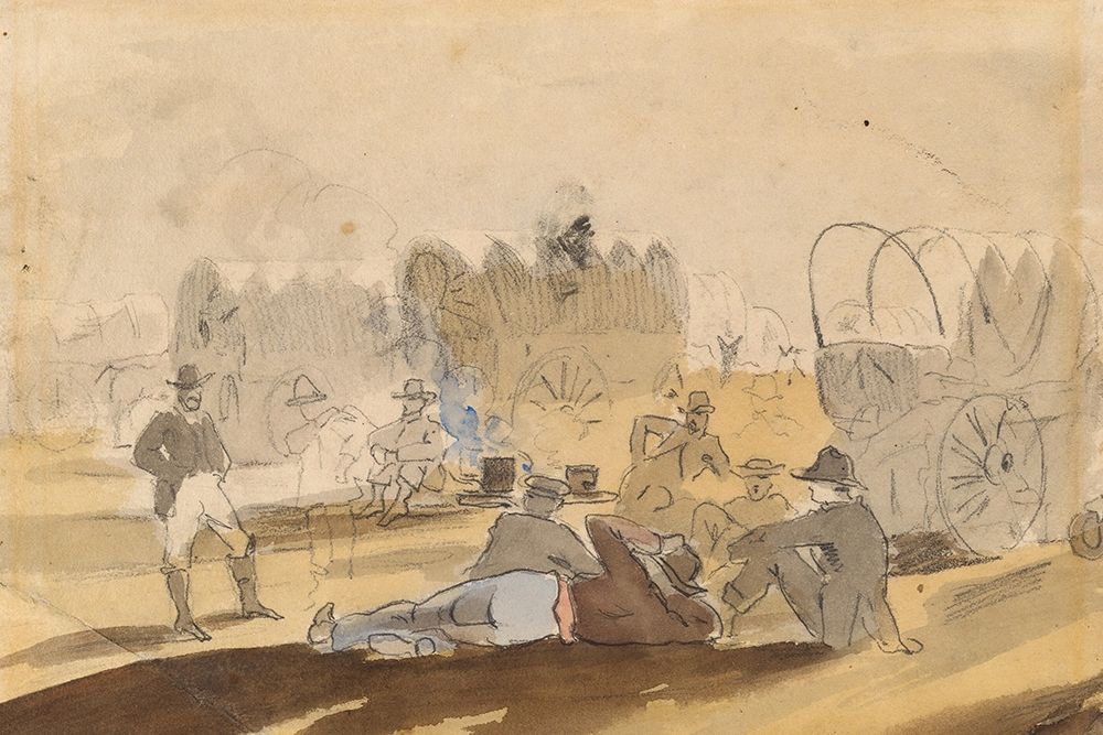 Caravan with Covered Wagons Resting art print by Winslow Homer for $57.95 CAD