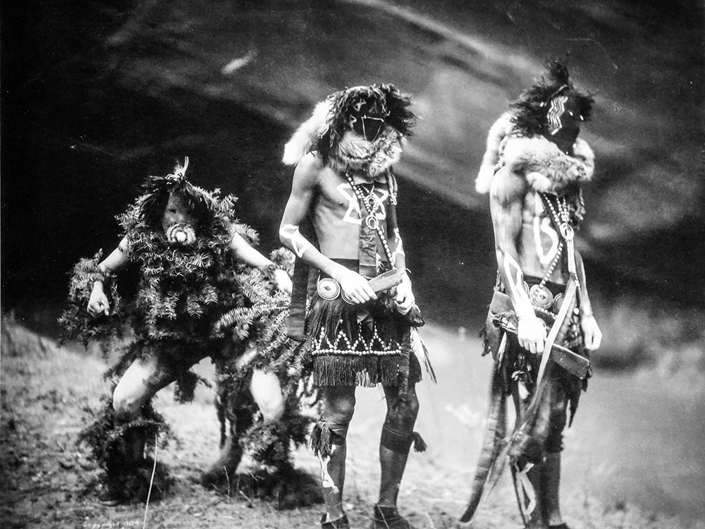 Navajo Yebichai (Yei Bi Chei) dancers art print by Edward Curtis for $57.95 CAD