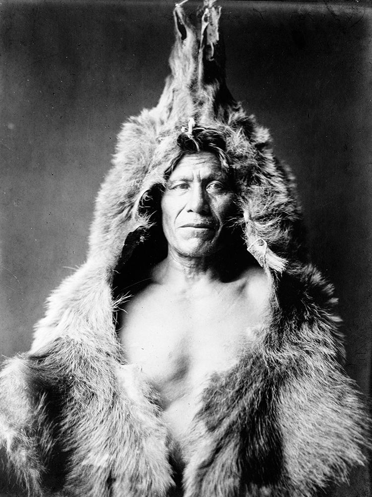 Bears Belly, Arikara Indian, wearing bearskin art print by Edward Curtis for $57.95 CAD
