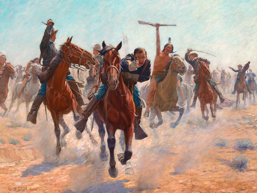 Gilcrease, Breaking through the line art print by Charles Schreyvogel for $57.95 CAD