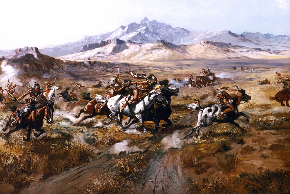 Stage Coach Attack art print by Charles Marion Russell for $57.95 CAD