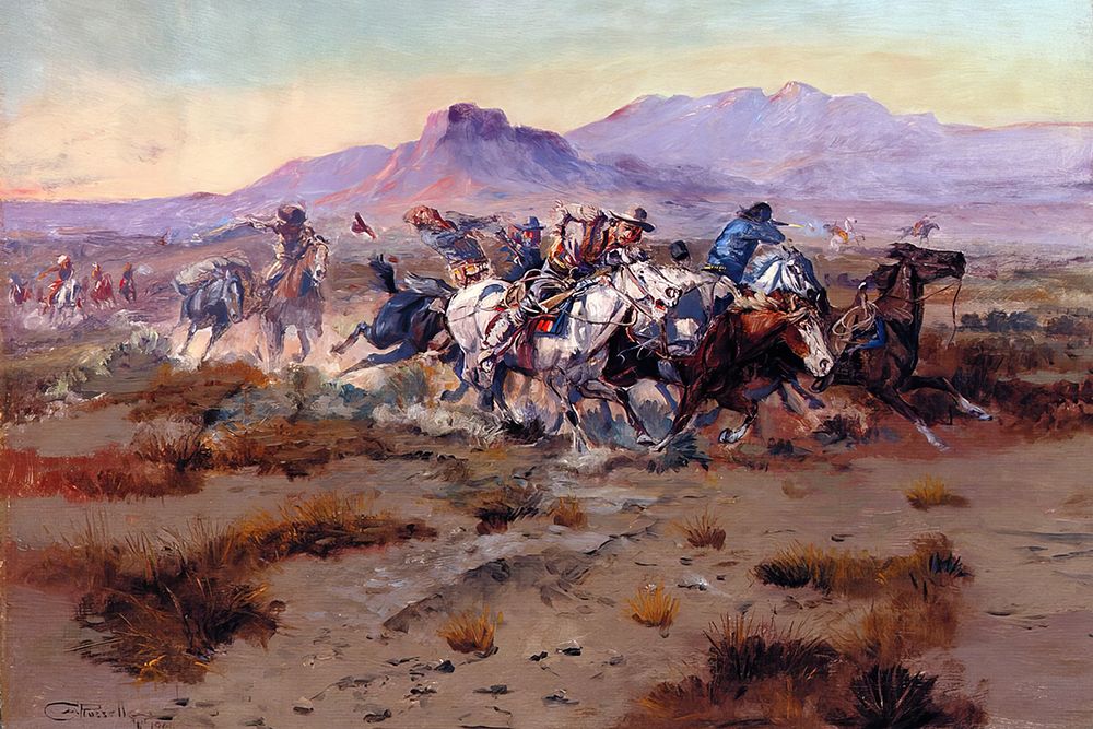 The Attack art print by Charles Marion Russell for $57.95 CAD