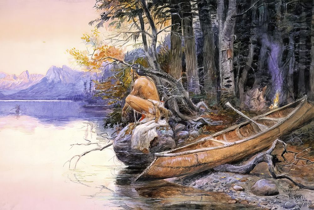Indian Camp  Lake McDonald art print by Charles Marion Russell for $57.95 CAD
