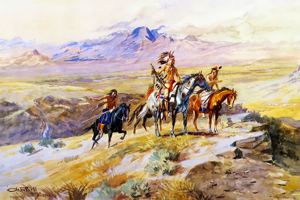 Indians Scouting a Wagon Train art print by Charles Marion Russell for $57.95 CAD