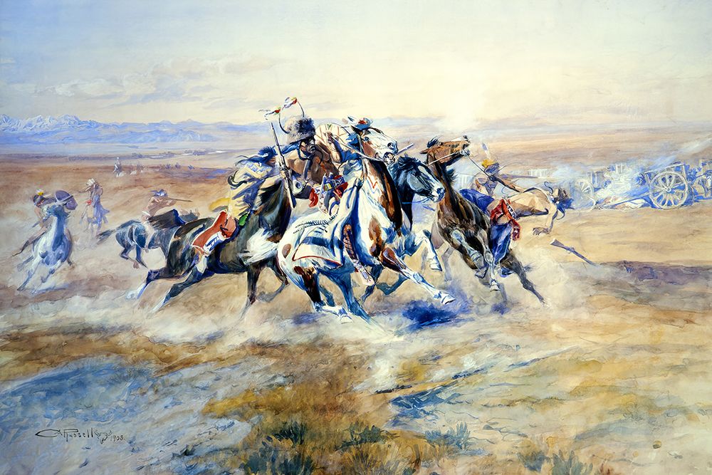 The Attack art print by Charles Marion Russell for $57.95 CAD