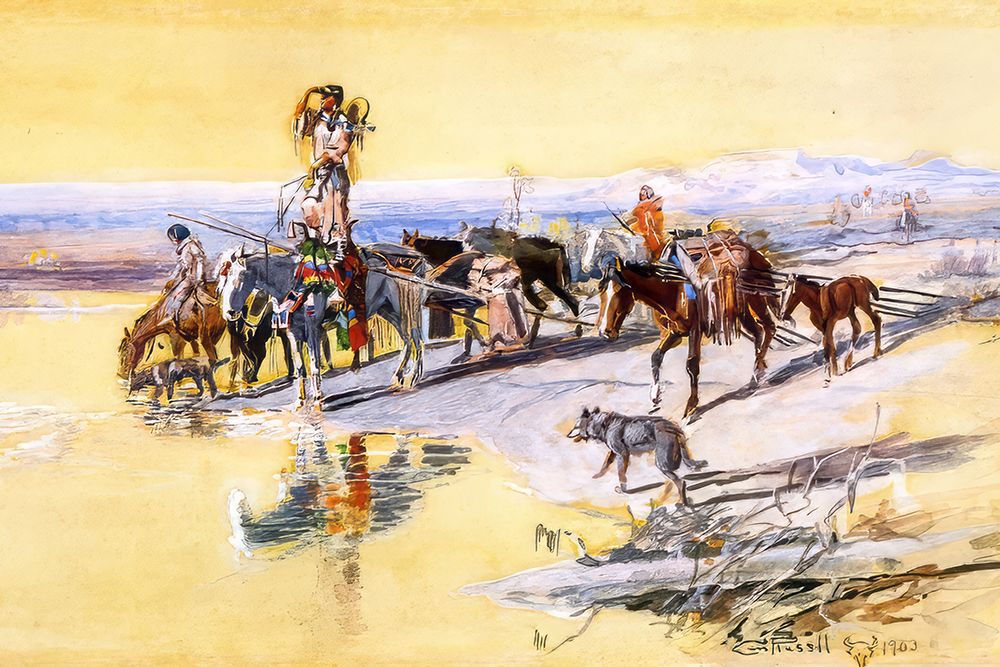 Indians Traveling on Travois art print by Charles Marion Russell for $57.95 CAD